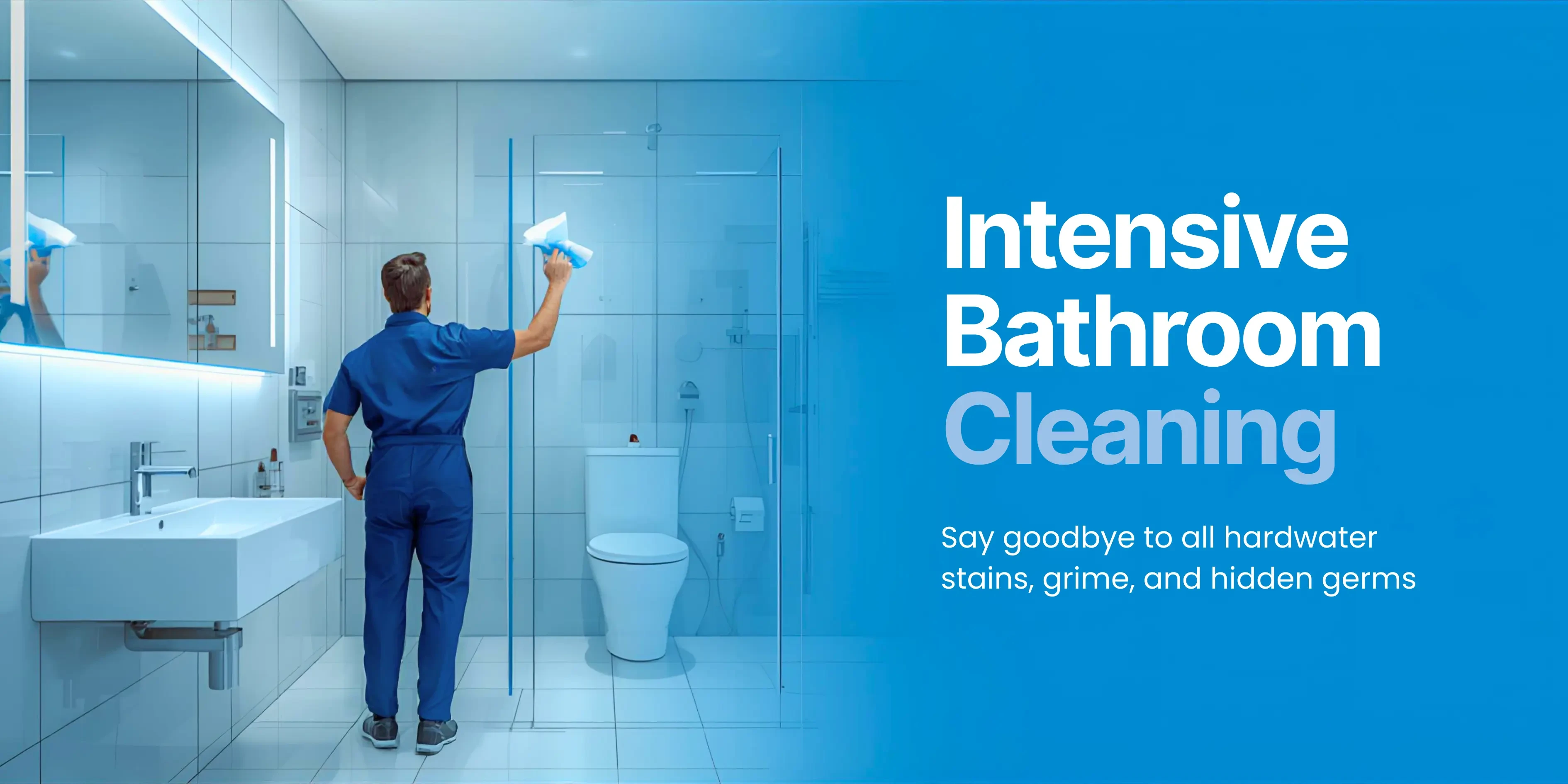 Professional intensive bathroom deep cleaning service removing hardwater stains, grime, and germs