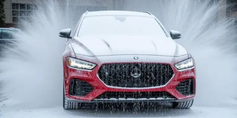 Professional high pressure foam car wash and exterior cleaning service by SKKS for a showroom like glossy finish