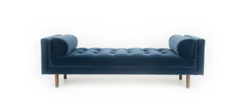 SKKS expert settee and loveseat deep cleaning service showing a spotless modern light grey upholstered bench